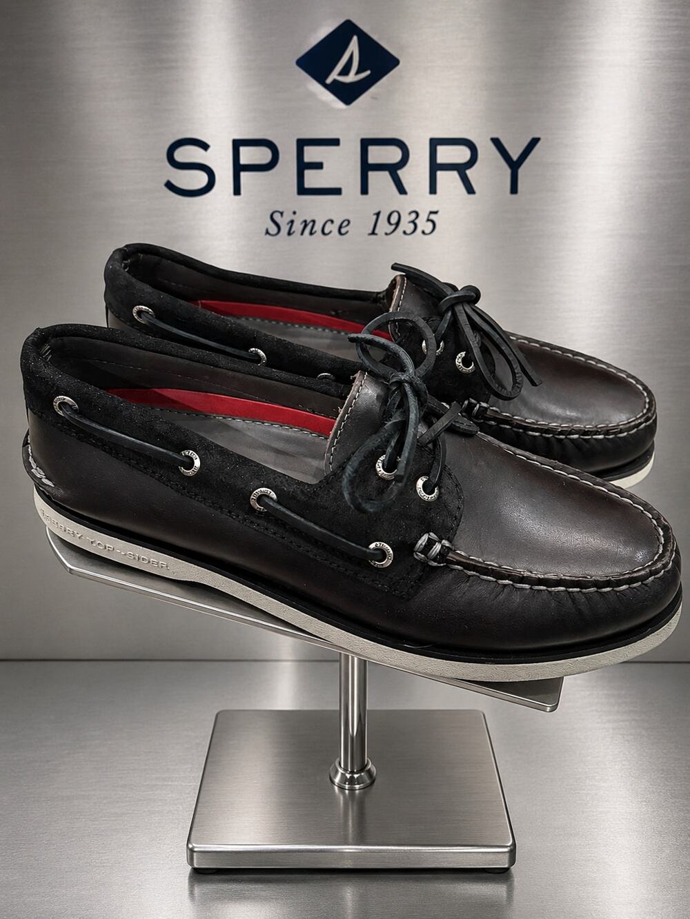 Sperry Gold Cup Authentic Original 2-Eye Black Leather Boat Shoes Men’s 7.5M